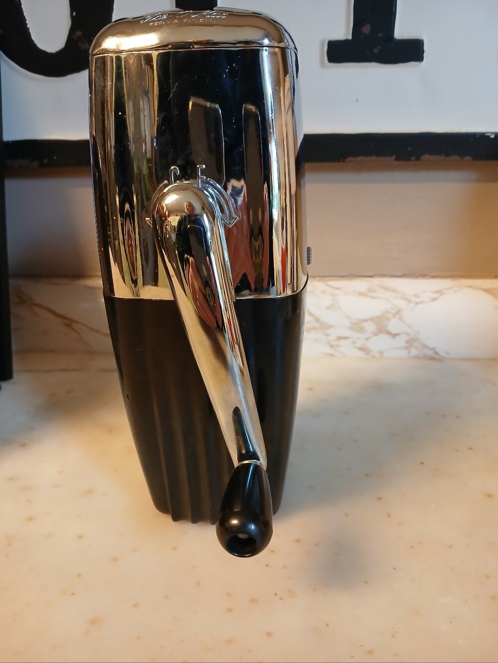 Vintage Manual Ice Crusher Hand Mixer - Chrome and Black